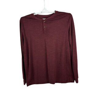 George Mens Windsor Wine Long Sleeve Henley Shirt XL 46-48 Polyester/Rayon